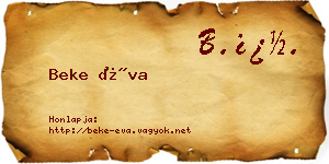 Beke Éva névjegykártya
